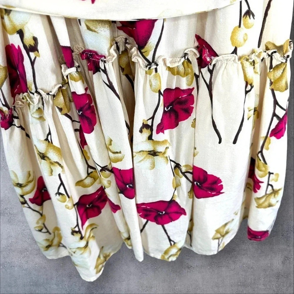 Entro Floral Ruffled Tunic Dress size Medium Belted Vacation Cruise Dress Up - Picture 6 of 9